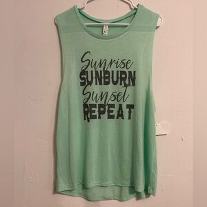 NWT 2XL Mint Green Bella Canvas Summer Tank Top Sunrise Sunburn Sunset Repeat